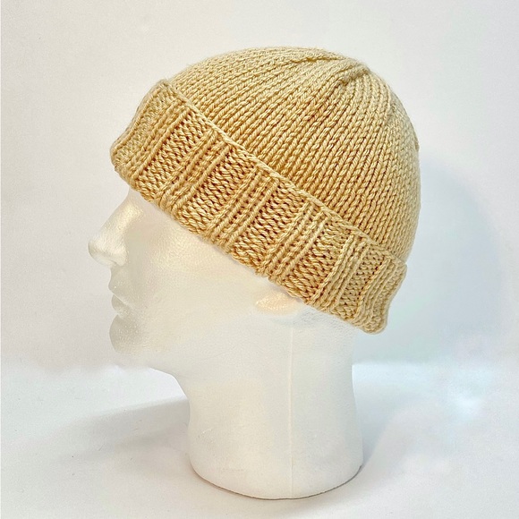 NWT Hand Knit Mens Basic Folded Brim Beanie Hat One Size Fits Most - Picture 5 of 7